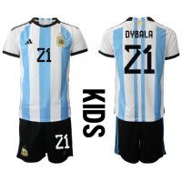Argentina Paulo Dybala #21 Domaci Dres za djecu SP 2022 Kratak Rukav (+ Kratke hlače)